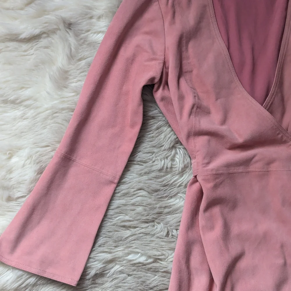 EUC J. Crew Collection Soft Genuine Suede Wrap Dress in Pink